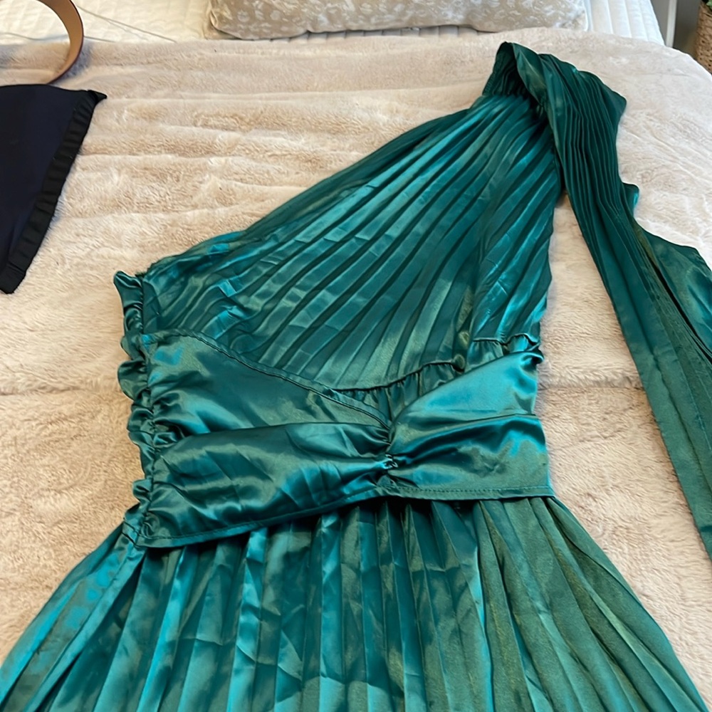 green Pleated Maxi Dress - occasions
